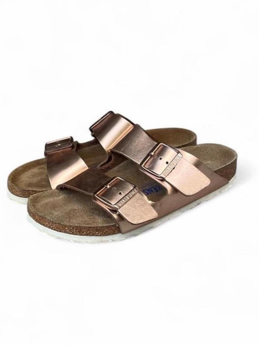 Birkenstock Arizona Metallic Rose Gold Soft Footbed Sandals EU 37 US 6 Narrow